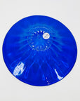 1980s MOUTH BLOWN COBALT BLUE SPATTER GLASS COMPORT/BOWL