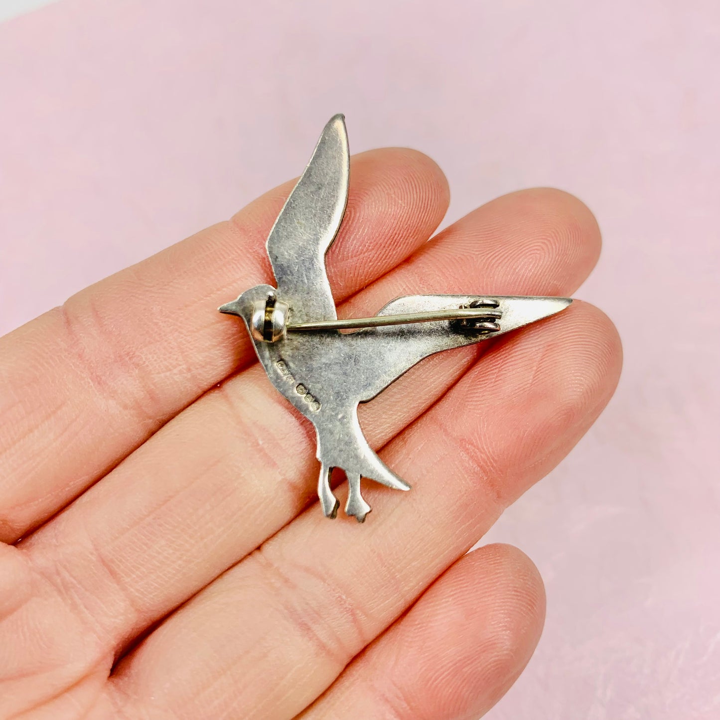 ANTIQUE ENGLISH SILVER DOVE BROOCH