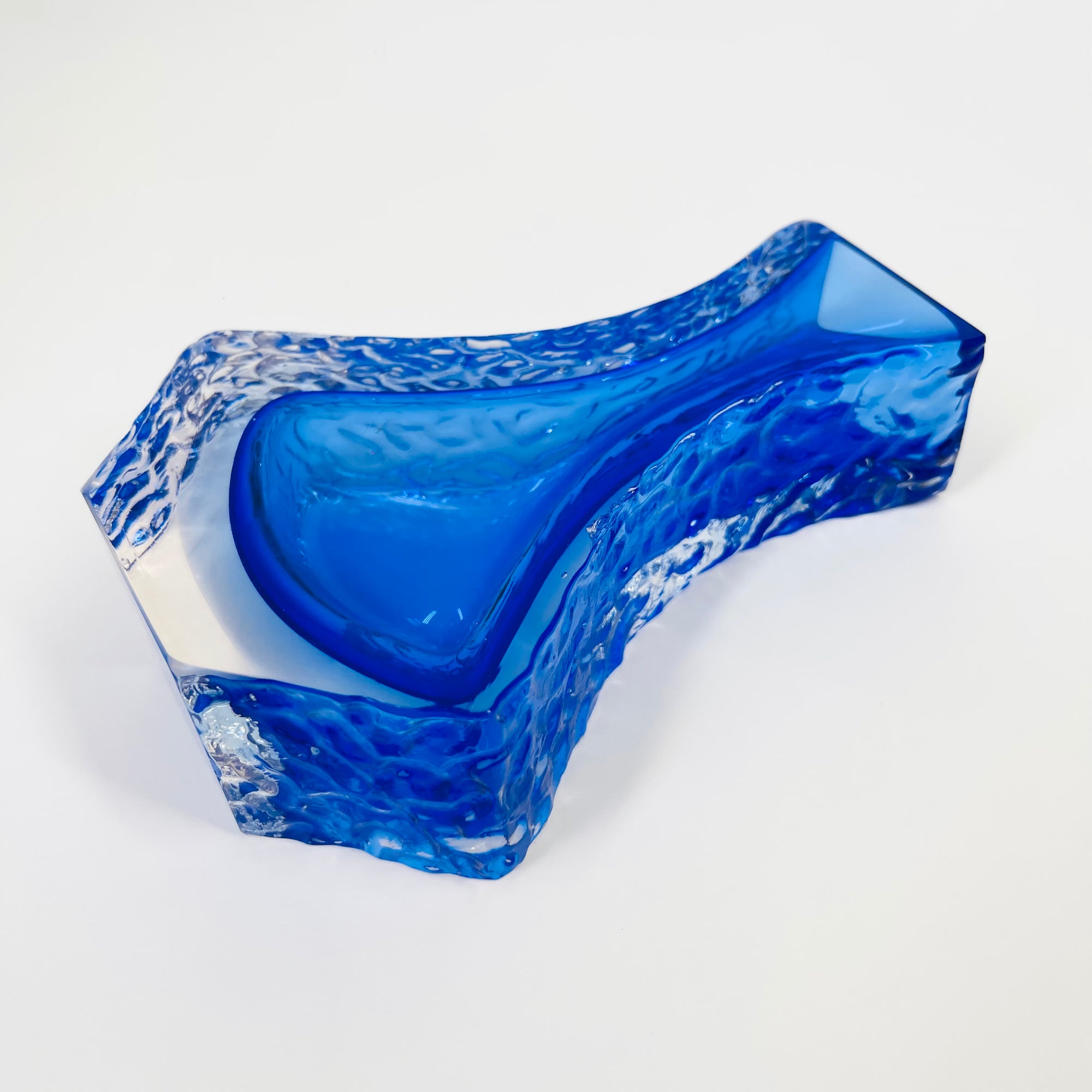 1970s MURANO COBALT BLUE TEXTURED GLASS POSY VASE