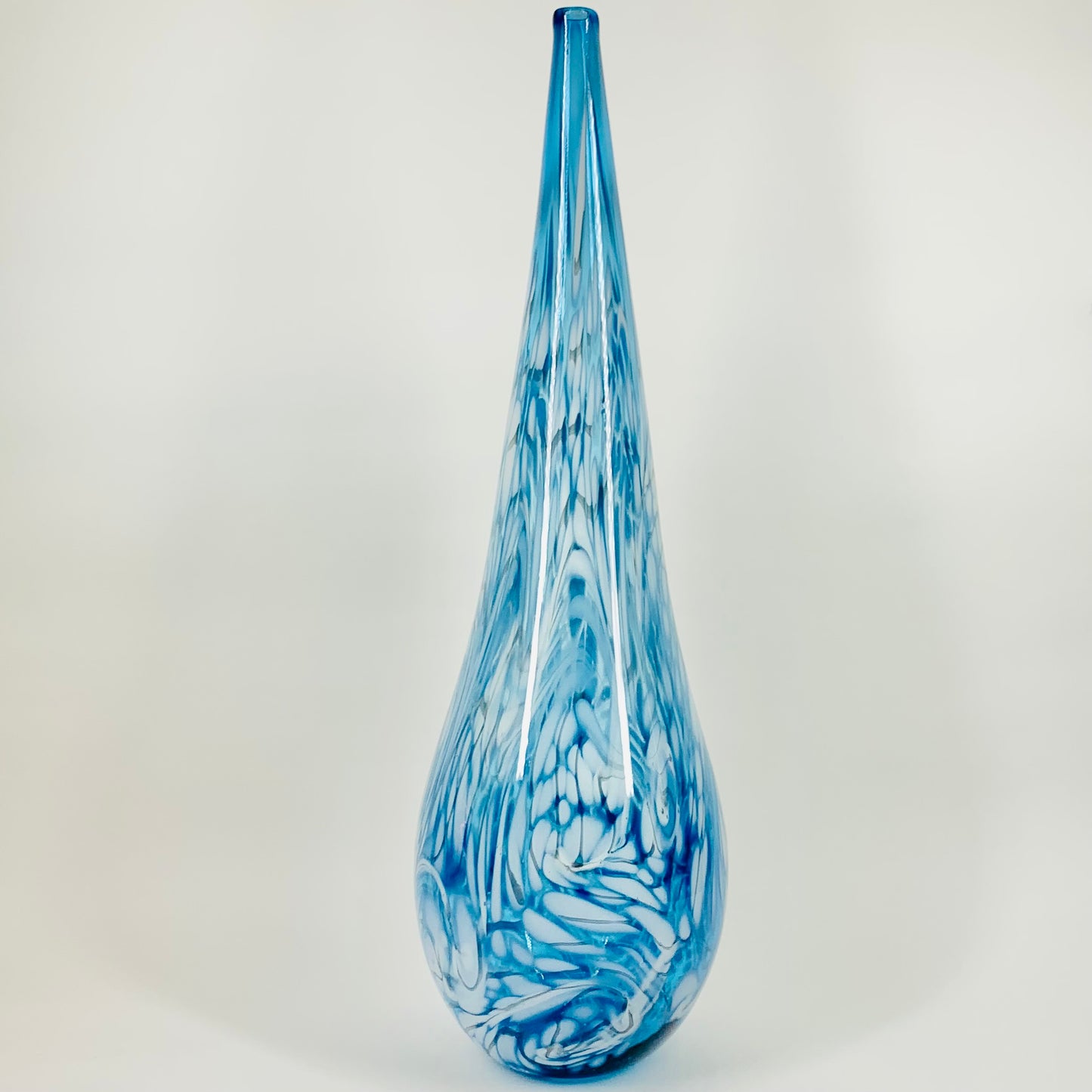 1980s MURANO MOUTH BLOWN BLUE SPATTER BOTTLE VASE