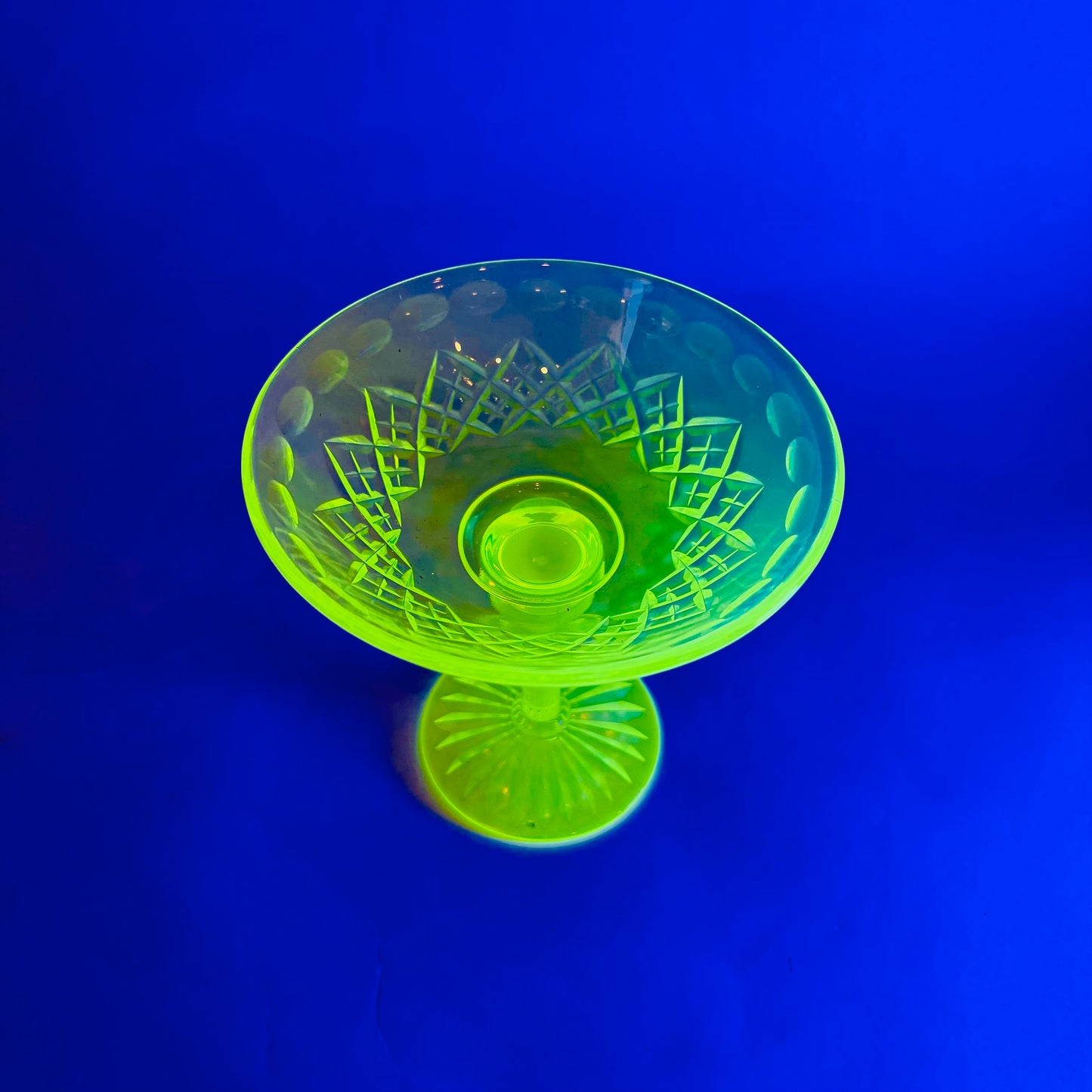 ANTIQUE URANIUM GLASS COMPORT