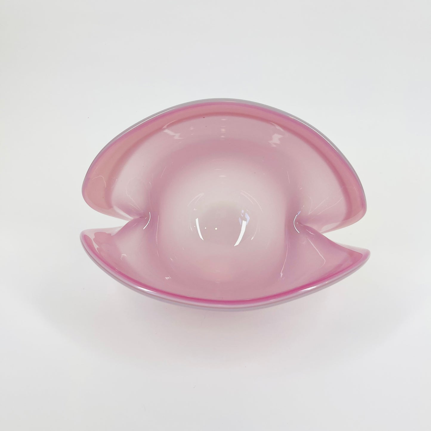 1950s PINK MURANO OPALINE GLASS SHELL BOWL