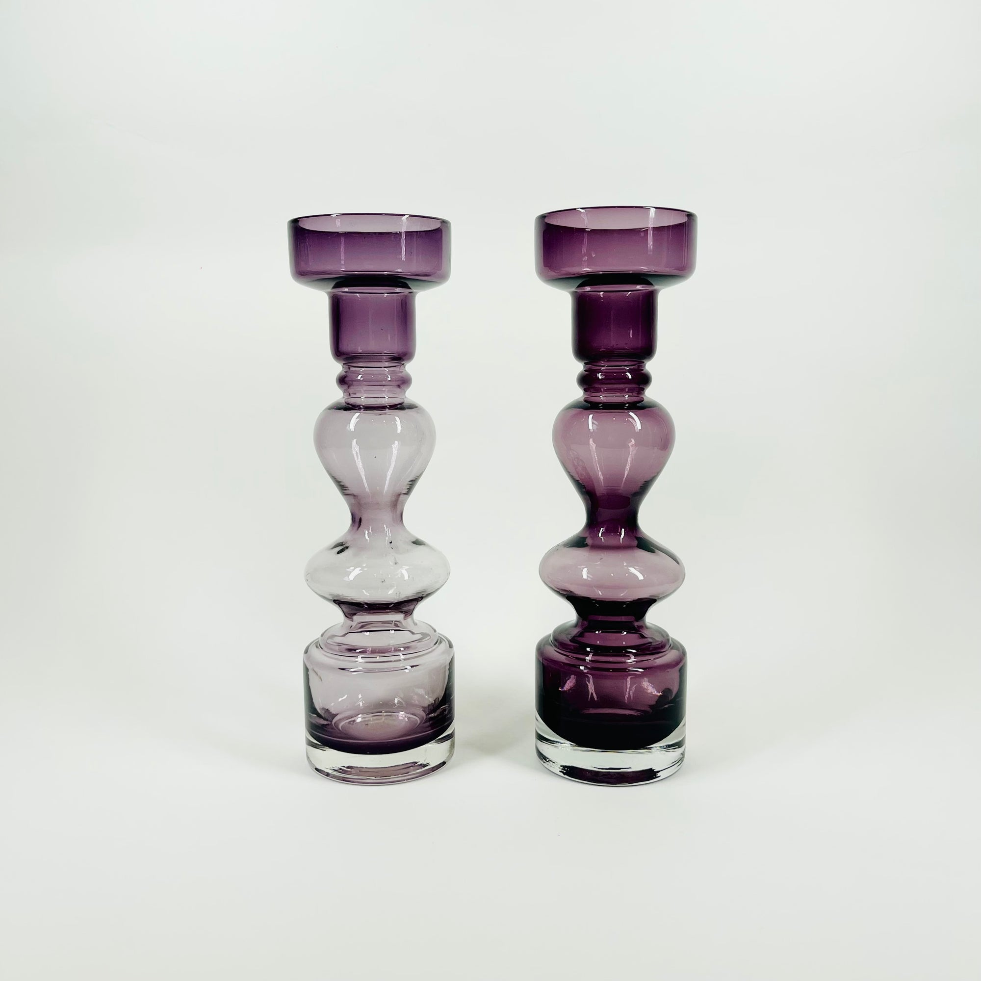 1960s SWEDISH ASEDA PURPLE SOMMERSO GLASS CANDLE HOLDER/POSY VASE