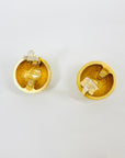 1980s HERMES ETCHED ATLAS BUTTON CLIP ON EARRINGS