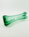 1970s GREEN GLASS PALM VASE