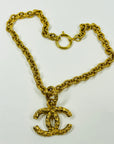 LIMITED EDITION 1980s CHANEL FILIGREE LOGO PENDANT NECKLACE WITH FANCY TEXTURED LINKS