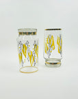 1950s HAND PAINTED ABSTRACT TREE THEME GLASS JUG SET