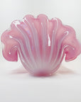 1950s PINK MURANO OPALINE GLASS CLAM SHELL BOWL (XL)
