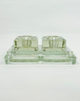 ANTIQUE VICTORIAN DESK GLASS INK WELL SET