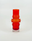 1960s FINNISH RED ORANGE OMBRE GLASS HOOP VASE BY TAMARA ALADIN FOR RIIHIMAEN LASI