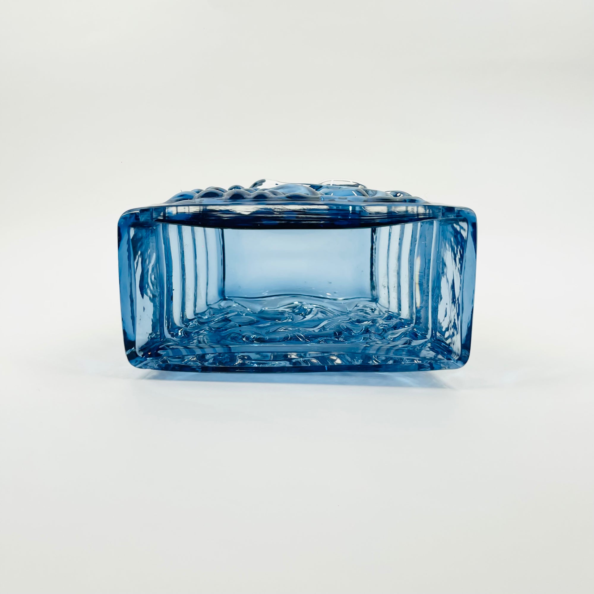 1950s AQUAMARINE BLUE BRUTALIST GLASS MINI VASE BY JOSEF SCHOTT