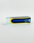 1950s COBALT BLUE YELLOW MURANO SOMMERSO GLASS BLOCK POSY VASE