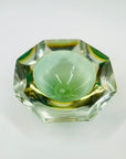 1920s LIGHT GREEN YELLOW SOMMERSO FACETED GLASS BOWL/ASHTRAY