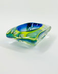 1940s GREEN COBALT BLUE SOMMERSO URANIUM GLASS BOWL