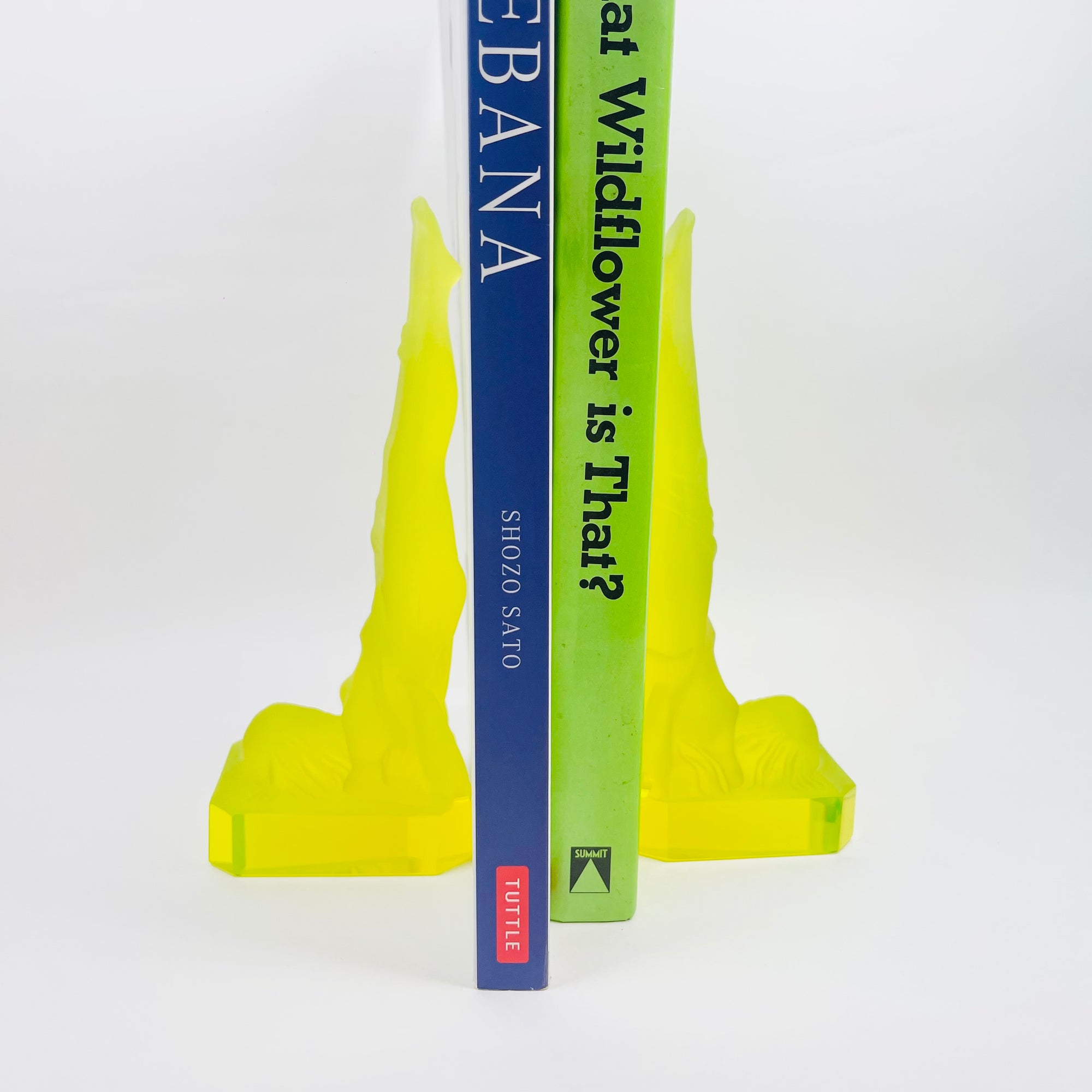 URANIUM GLASS NUDE FIGURINE BOOK ENDS