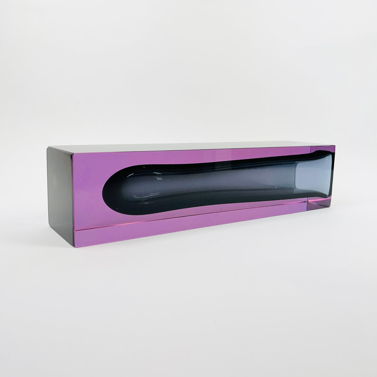 XL 1950s NEODYMIUM PURPLE MURANO SOMMERSO FACETED GLASS BLOCK VASE