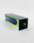 1950s COBALT BLUE YELLOW MURANO SOMMERSO GLASS BLOCK POSY VASE