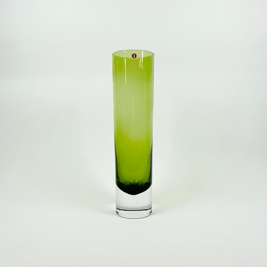 1970s IITTALA GREEN SOMMERSO GLASS VASE BY TAPIO WIRKKALA