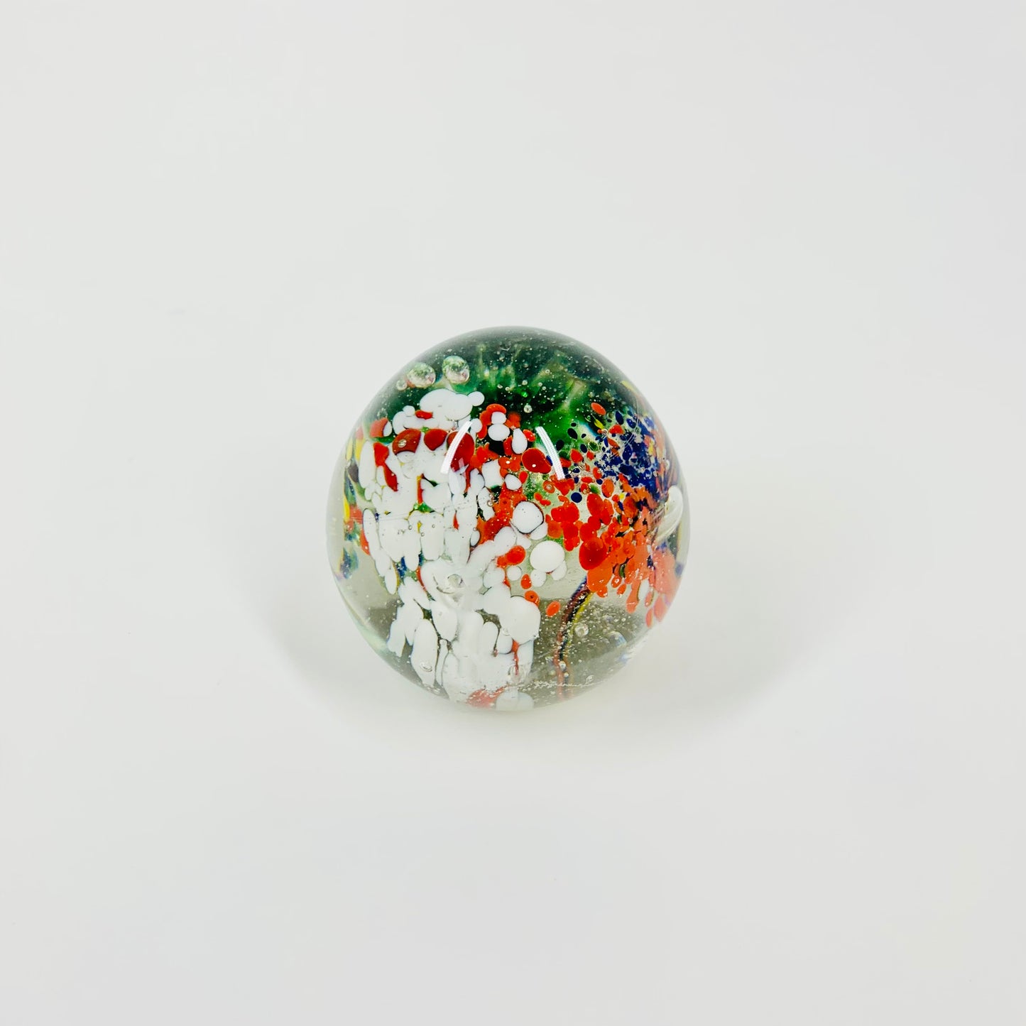 MCM MULTI SPATTER ART GLASS PAPERWEIGHT