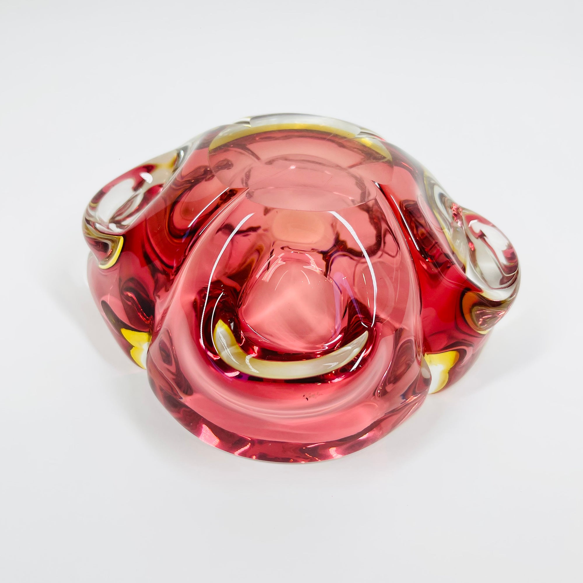 1950s MURANO PINK YELLOW SOMMERSO BOWL/ASHTRAY