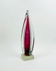 1950s MURANO RUBY PINK LATTICINO GLASS SAIL PAPERWEIGHT/SCULPTURE