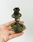 ANTIQUE JAPANESE BRASS LOTUS INCENSE BURNER