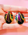 GEOMETRIC MULTICOLOUR ENAMEL EARRINGS