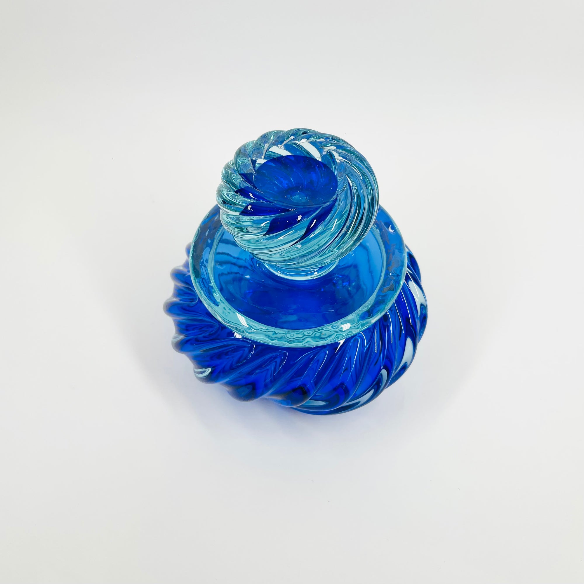 1930s MURANO COBALT BLUE TWIST SOMMERSO GLASS JAR