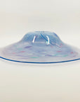 1980s MOUTH BLOWN PURPLE BLUE CONFETTI ART GLASS BOWL BY SETSUKO OGISHI