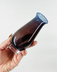 1980s SIGNED ORREFORS PURPLE HARLEQUIN GLASS MINIATURE VASE