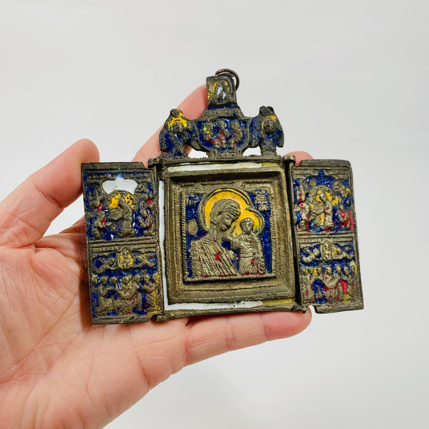 ANTIQUE CHRISTIAN ORTHODOX TRAVEL TRIPTYCH