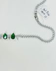 VINTAGE ART DECO STYLE GP COSTUME GREEN DIAMONTE FANCY LINKS NECKLACE