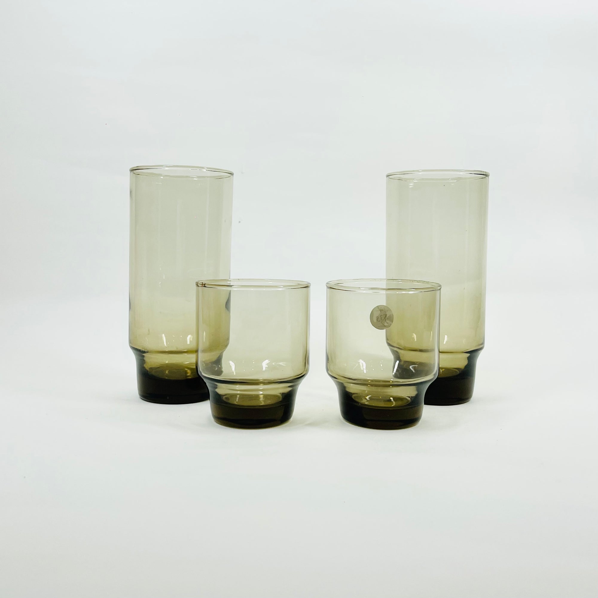 1950s GREY MINI TUMBLER GLASSES WITH PINCHED BASE