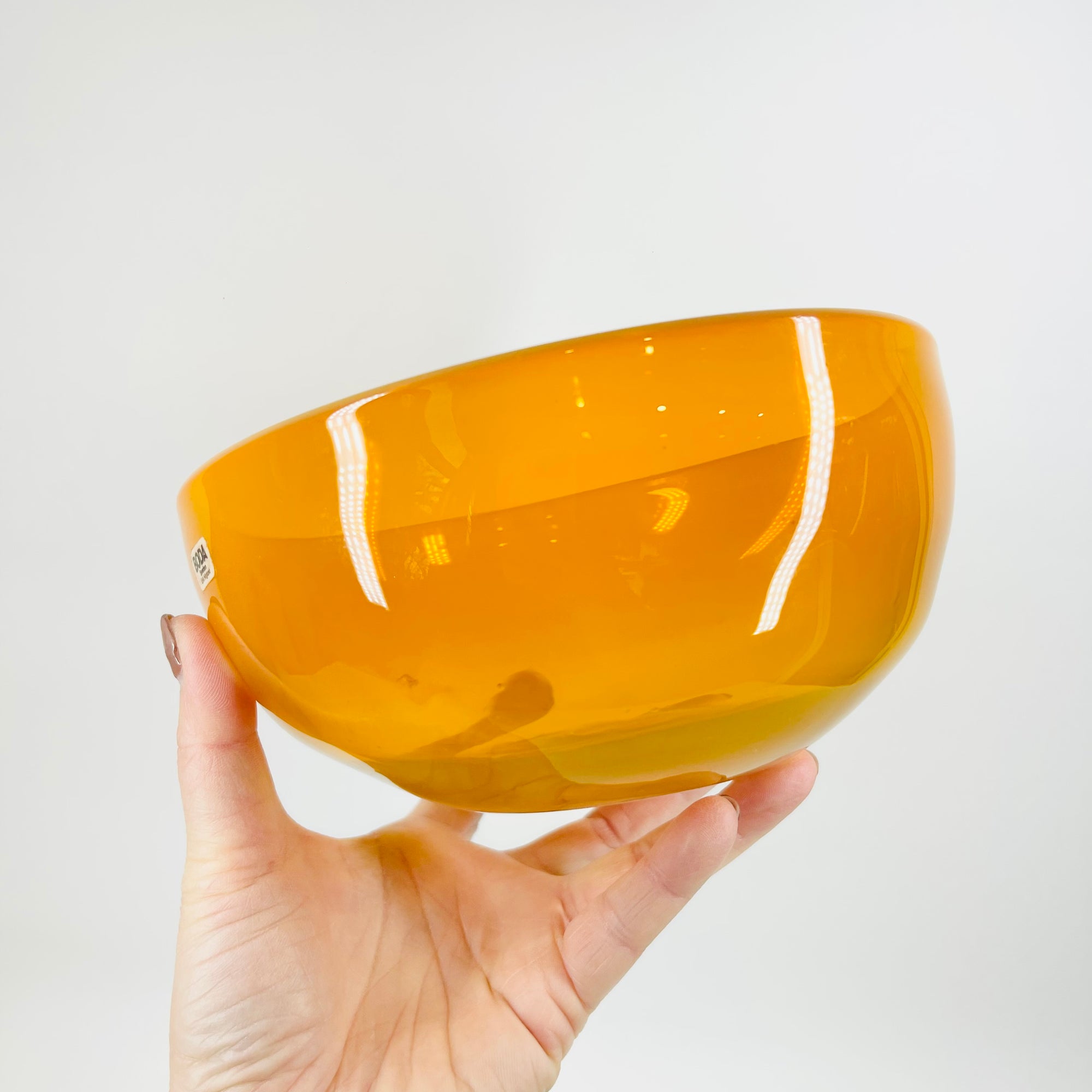 1960s ORANGE OPALESCENT GLASS BOWL BY ERIK HOGLUND FOR BODA
