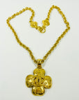 1996 CHANEL FILIGREE CROSS LOGO MEDALLION PENDANT NECKLACE WITH FANCY LINKS