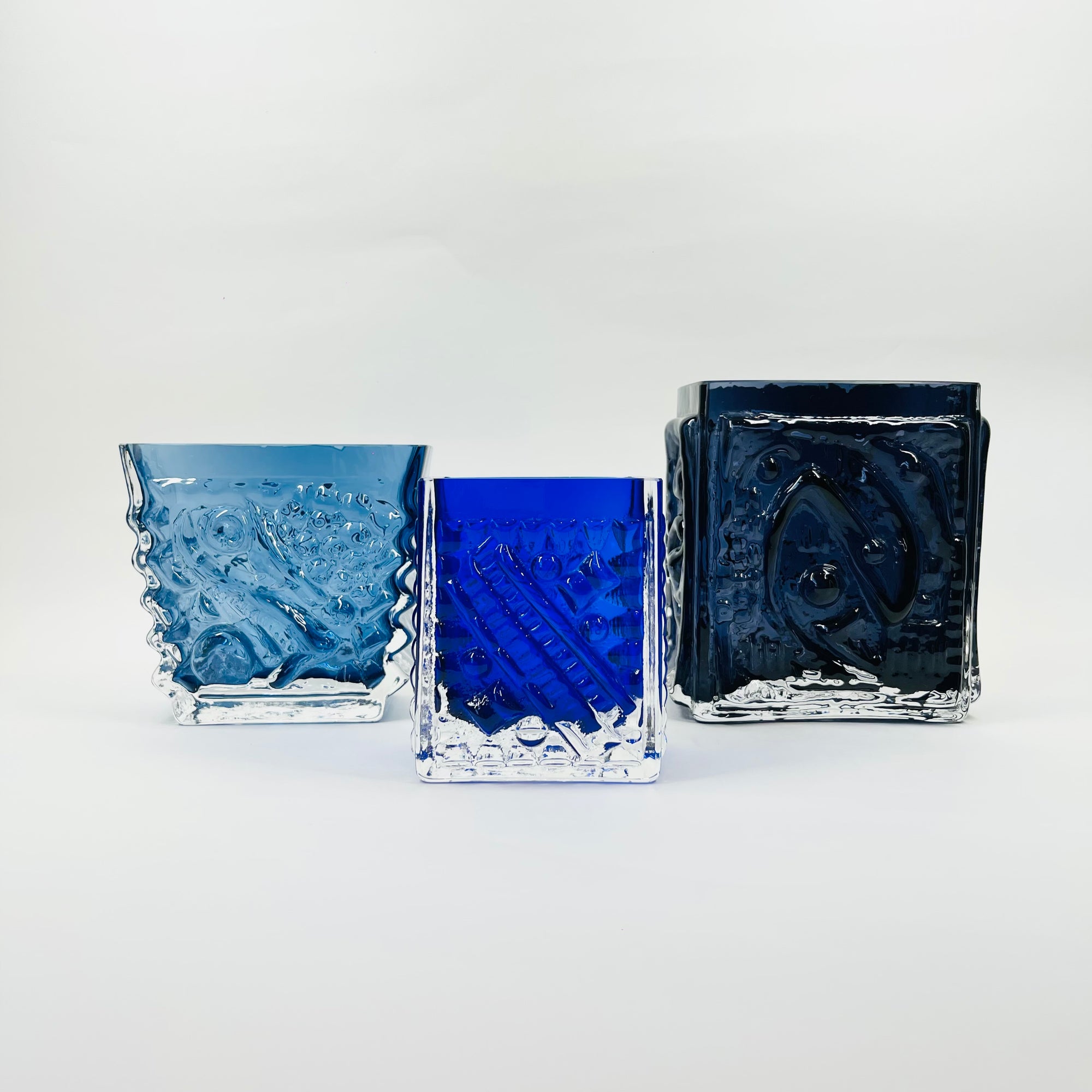 1950s COBALT BLUE BRUTALIST GLASS MINI VASE BY JOSEF SCHOTT