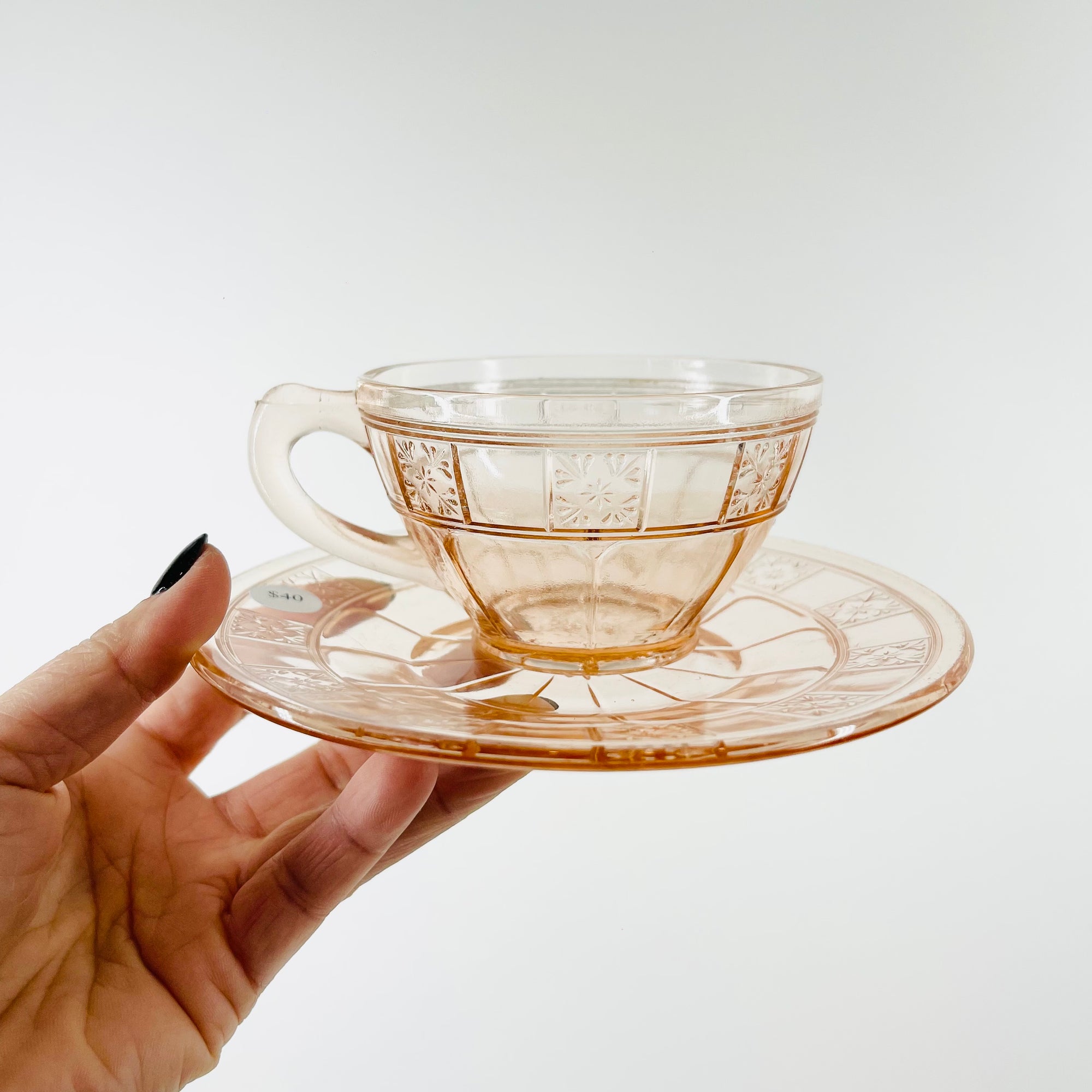 ANTIQUE DEPRESSION PINK PRESSED GLASS PLATE/BOWL/DINNER SERVICE