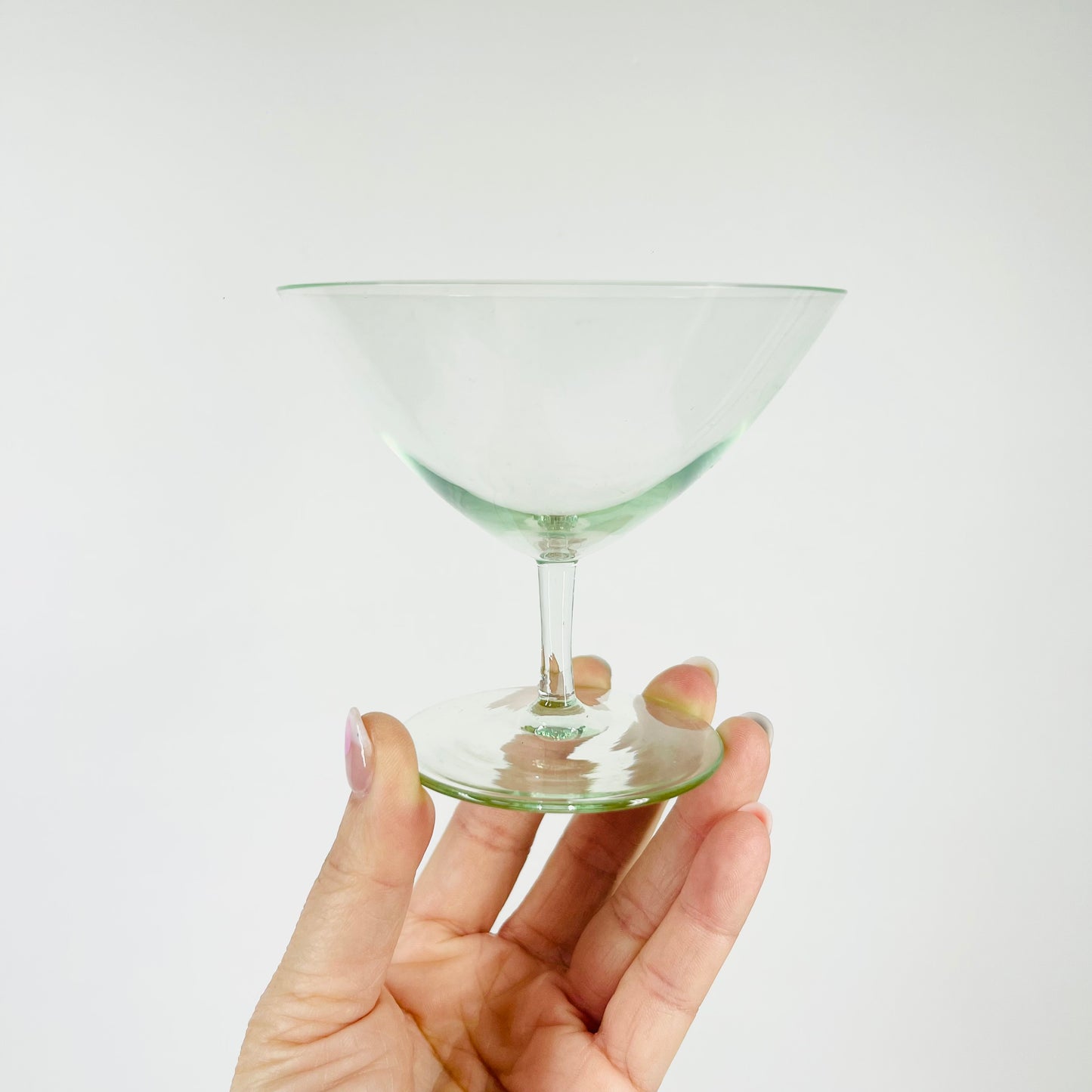 1950s GREEN SHORT STEM MARTINI GLASSES