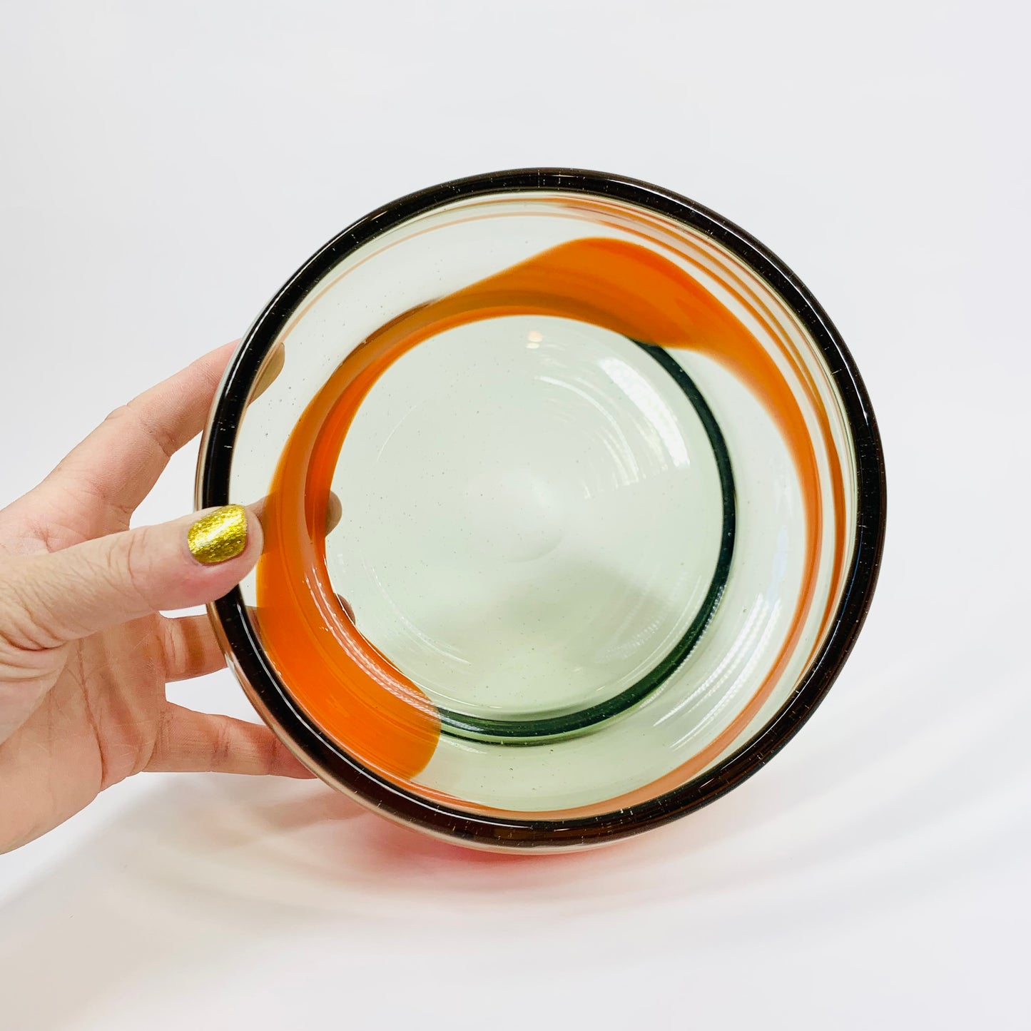 80s GREY ORANGE GLASS BOWL