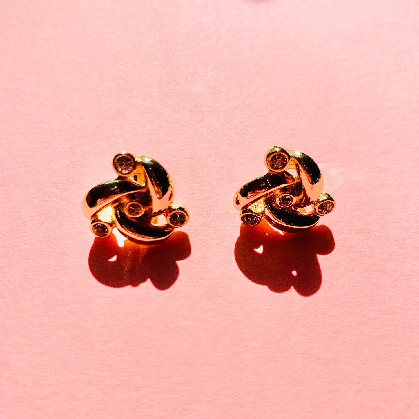 1960s PROPELLER CLIP ON EARRINGS WITH DIAMANTE