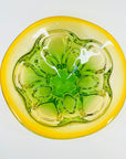 1960s ITALIAN MURANO GREEN GOLD SOMMERSO BULBOUS BASE GLASS BOWL