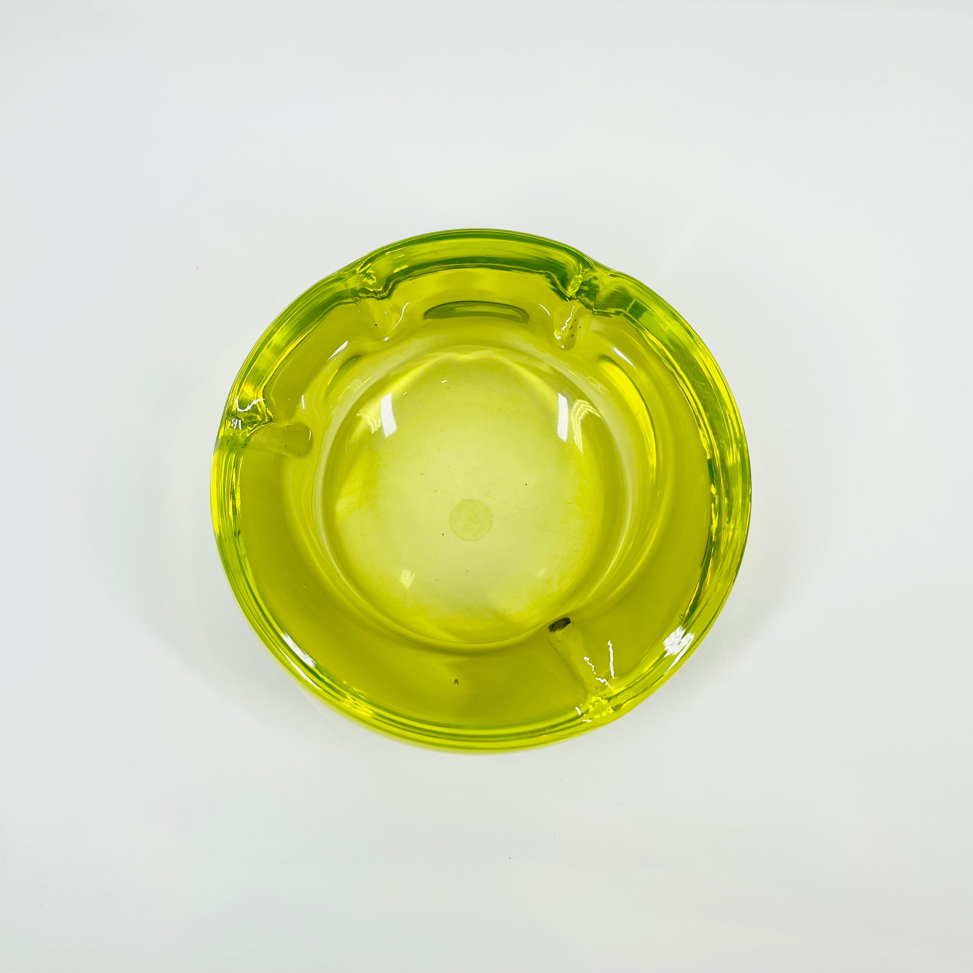 1940s LIME GREEN MURANO URANIUM SOMMERSO GLASS BOWL/ASHTRAY