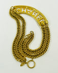 LIMITED EDITION 1980s RUNWAY CHANEL QUILTED CUT OUT PLATE DOUBLE CHAIN NECKLACE