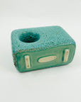 1980s TEAL GREEN POTTERY IKEBANA VESSEL BY JONATHAN ADLER