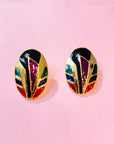 GEOMETRIC MULTICOLOUR ENAMEL EARRINGS