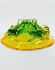 1960s ITALIAN MURANO GREEN GOLD SOMMERSO BULBOUS BASE GLASS BOWL
