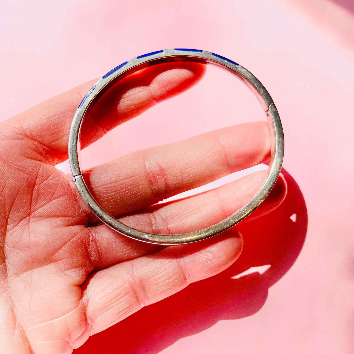 STERLING SILVER LAPIS BANGLE