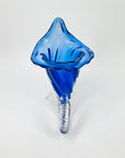 1970s MURANO COBALT BLUE SOMMERSO GLASS CORNUCOPIA VASE