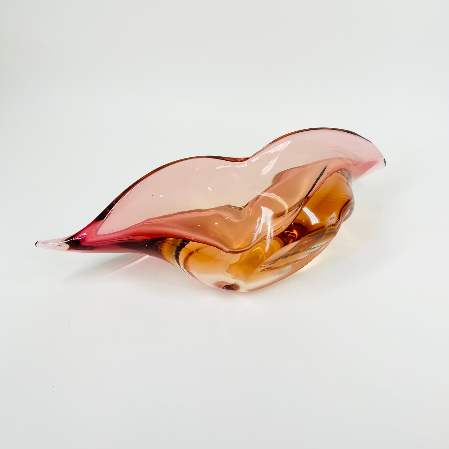 1950s MURANO PINK PEACH OMBRE SOMMERSO GLASS LIPS BOWL