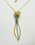 1950s CORO TURQUOISE KNOT WATERFALL LARIAT NECKLACE